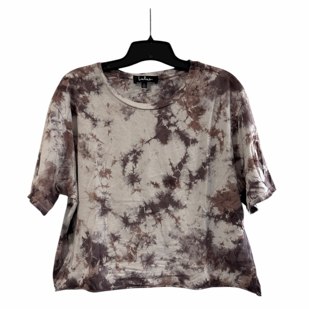 Lulu's Women’s Tie-Dye Crop Top Short Sleeve T-Shirt Cropped Large